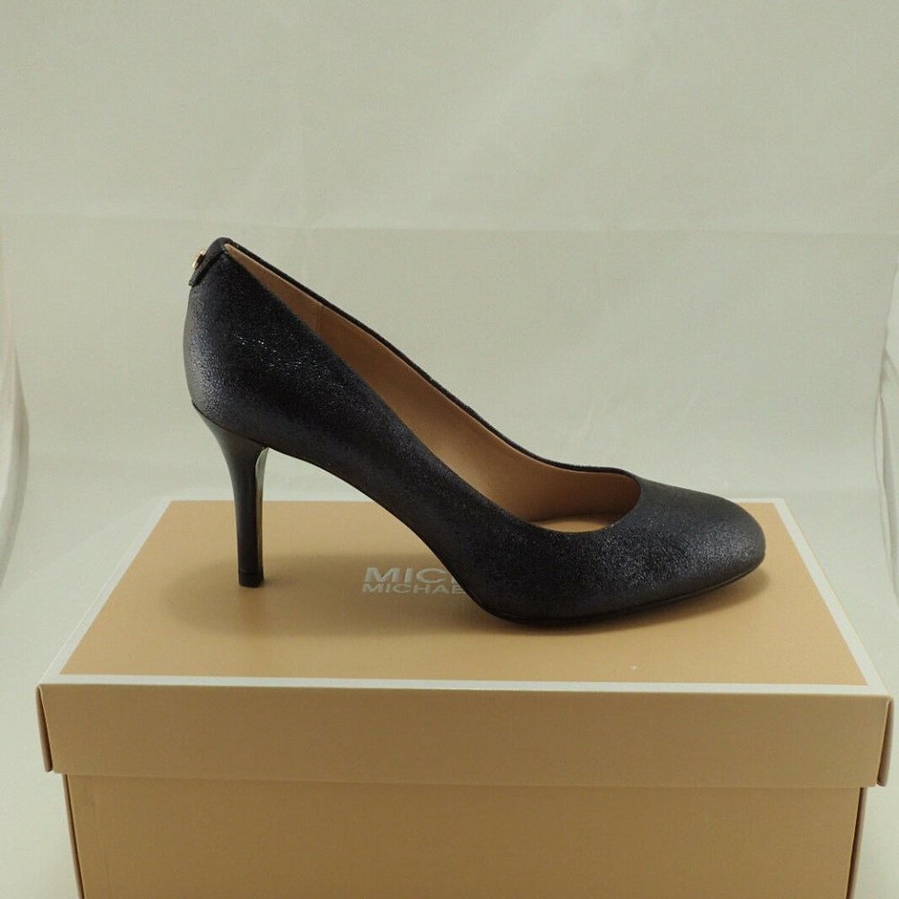 NIB MICHAEL KORS 40R6MFMP3M NAVY SPARKLE PUMP 10